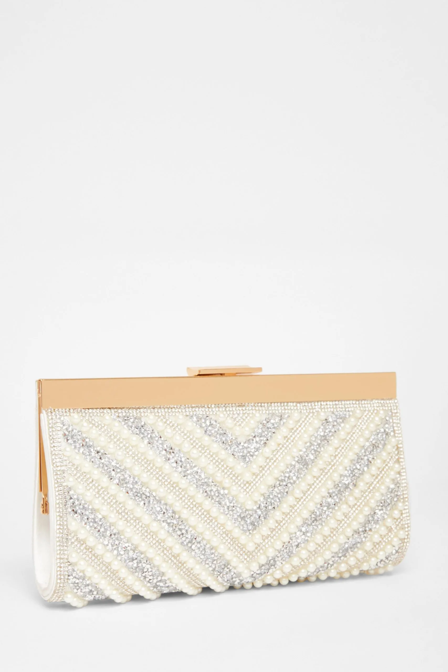 White Embellished Clutch Bag