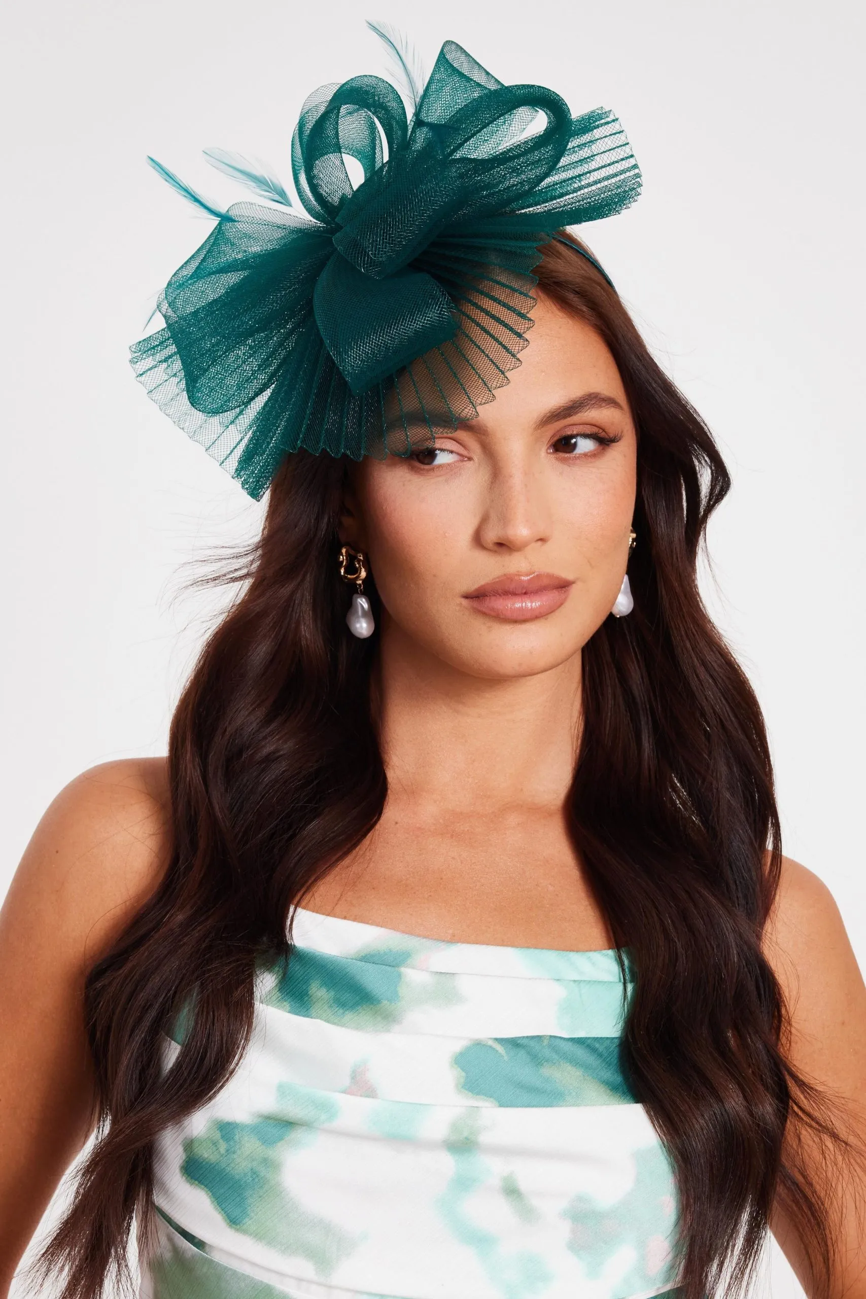 Green Pleated Headband Fascinator