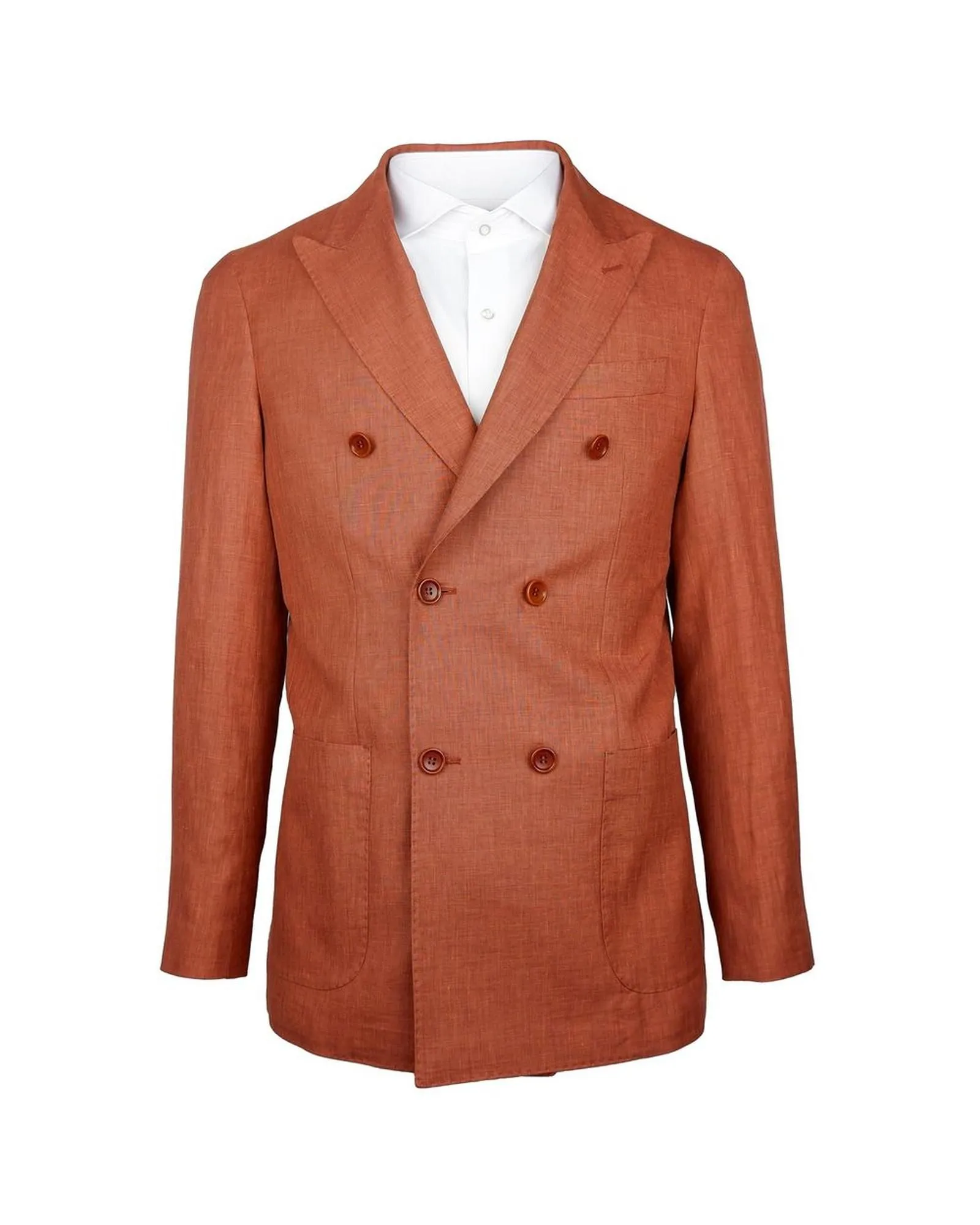 Double Breasted Linen Blazer- Brown