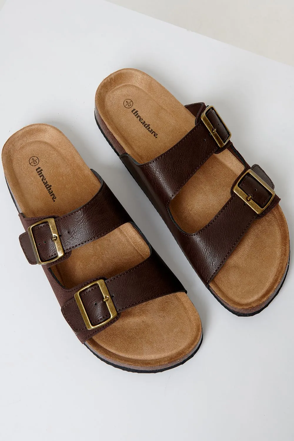Slip On Two Buckle Strap Sandals