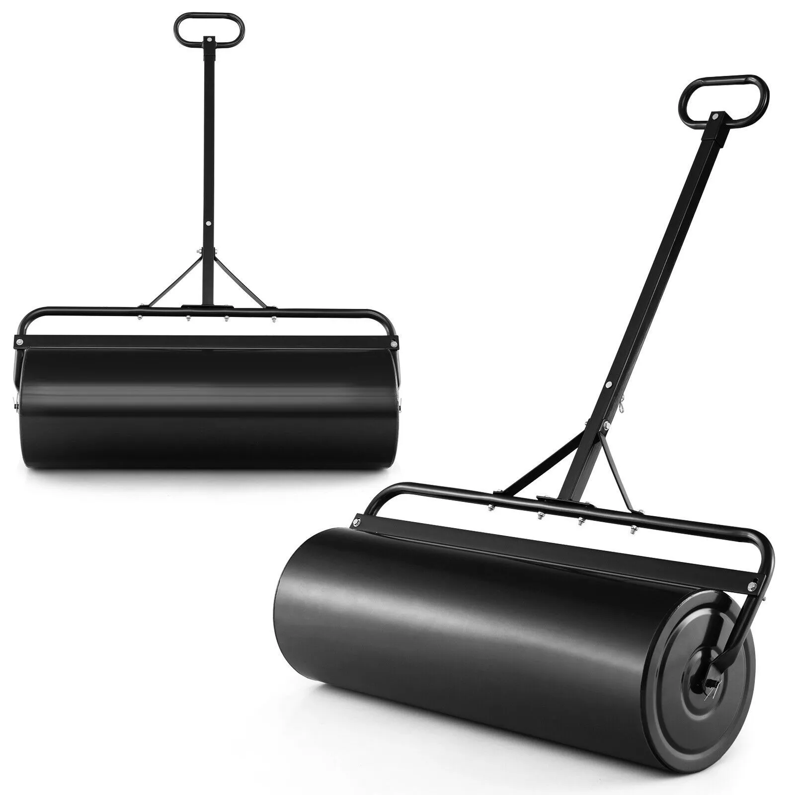 63L Metal Garden Lawn Roller Water Sand Filled Drum Grass Roller Tow Behind