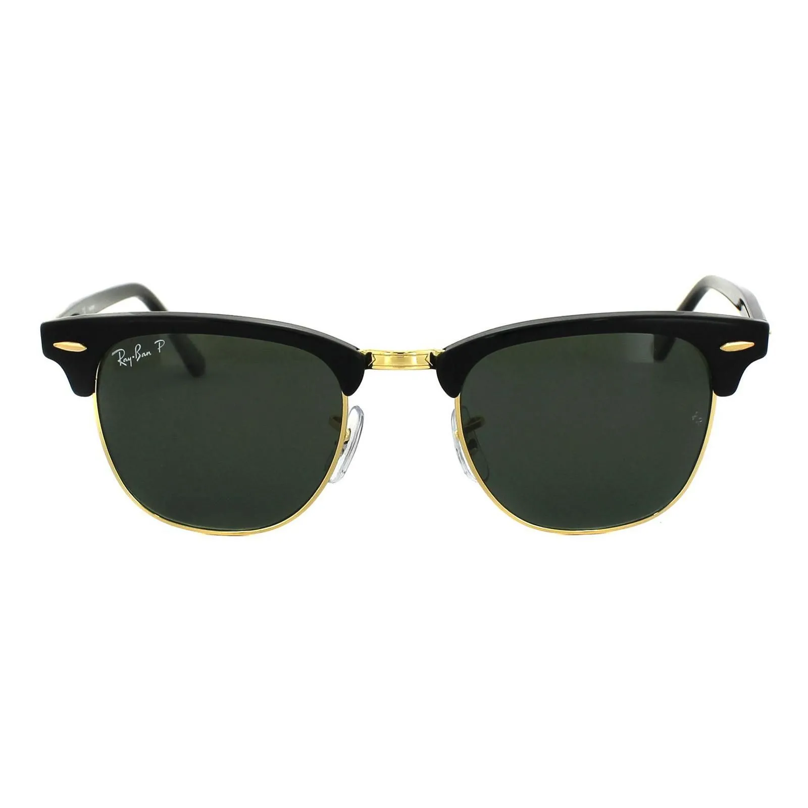 Round Black Green Polarized Clubmaster 3016 Sunglasses
