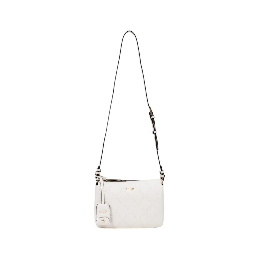 Shoulder Bag with Zip Fastening- White