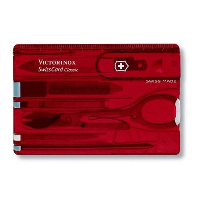 SwissCard Victorinox 10 Features Transparent Red