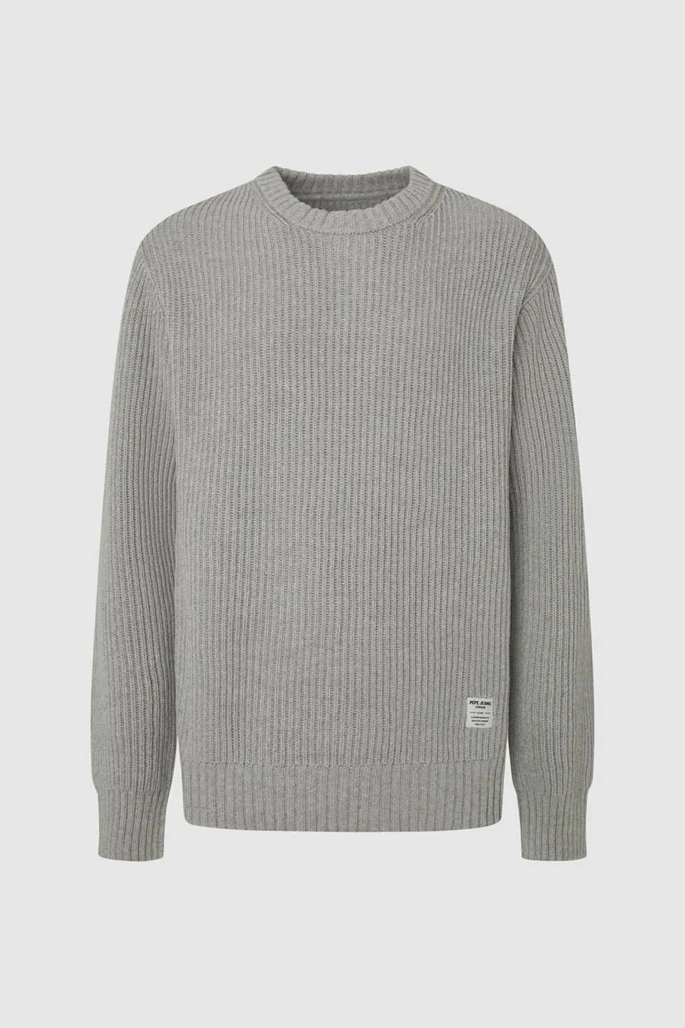 Pepe Jeans Colin Wide Gauge Crew Neck Knit Jumper Grey
